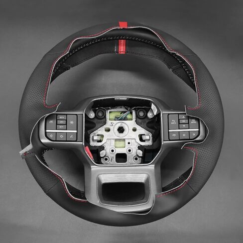 MEWANT DIY Hand Stitch Black Alcantara Steering Wheel Cover for Ford F150 Lightning F350 F450 Expedition 2022-2024 in Kuwait