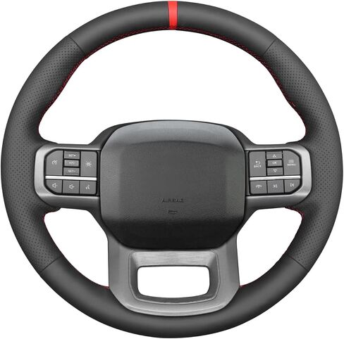 MEWANT DIY Hand Stitch Black Alcantara Steering Wheel Cover for Ford F150 Lightning F350 F450 Expedition 2022-2024 in Kuwait