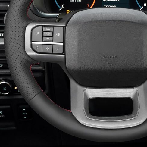 MEWANT DIY Hand Stitch Black Alcantara Steering Wheel Cover for Ford F150 Lightning F350 F450 Expedition 2022-2024 in Kuwait