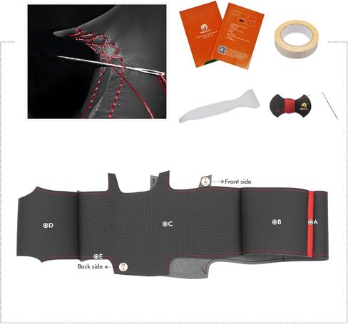 MEWANT DIY Hand Stitch Black Alcantara Steering Wheel Cover for Ford F150 Lightning F350 F450 Expedition 2022-2024 in Kuwait