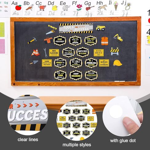 76 Pcs Construction Bulletin Board Set Classroom Decor Tools for Success Bulletin Board Set with Const Tools Cutouts Construction Positive Saying Accent for School Teacher Wall Decor in Saudi Arabia