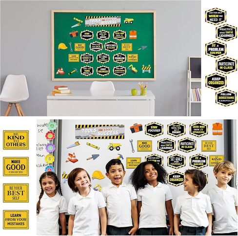 76 Pcs Construction Bulletin Board Set Classroom Decor Tools for Success Bulletin Board Set with Const Tools Cutouts Construction Positive Saying Accent for School Teacher Wall Decor in Saudi Arabia
