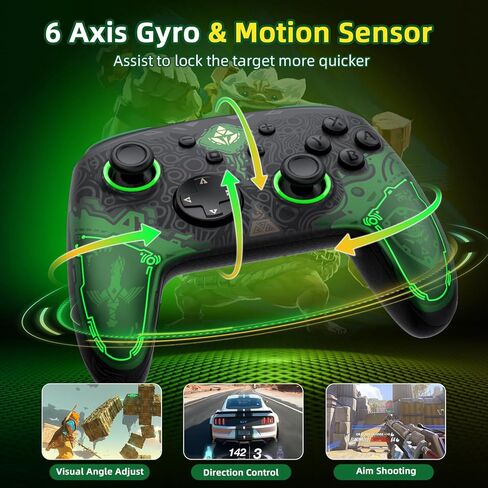 وحدة تحكم IINE Switch Pro، وحدات تحكم التبديل اللاسلكية للتبديل/Lite/OLED، وحدة تحكم لوحة الألعاب عن بعد مع وظائف NFC/6-Axis Gyro/Rumble/Turbo/Macro in Kuwait