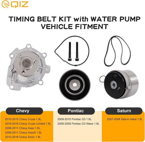 طقم حزام توقيت المحرك QIZ TCKWP338 مع مضخة مياه مناسبة لـ 2009-2018 Chevy Cruze Sonic Aveo Aveo5، 2009-2010 Pontiac G3 1.6L، 2007-2008 Saturn Astra 1.8L يستبدل 25195119 24422964 in Saudi Arabia