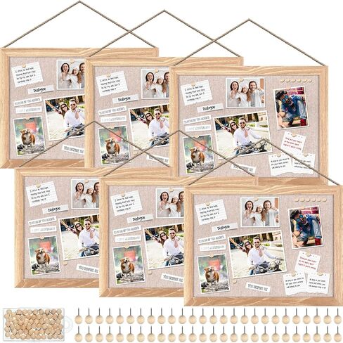 Teling 6 Pack Wood Bulletin Boards with Linen 12''x 16'' Cork Board for Walls with 60 Pushpin Decorative Hanging Pin Board Wood Framed Display Bulletin Board for Room School Office Bedroom (Black) in Kuwait