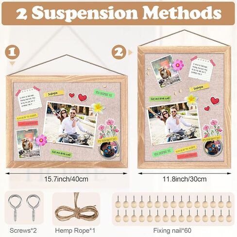 Teling 6 Pack Wood Bulletin Boards with Linen 12''x 16'' Cork Board for Walls with 60 Pushpin Decorative Hanging Pin Board Wood Framed Display Bulletin Board for Room School Office Bedroom (Black) in Kuwait