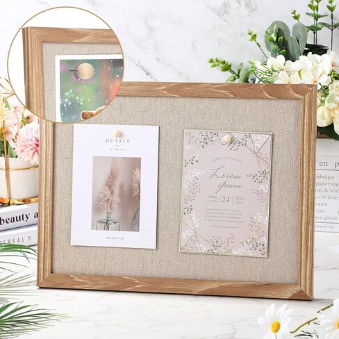 Teling 6 Pack Wood Bulletin Boards with Linen 12''x 16'' Cork Board for Walls with 60 Pushpin Decorative Hanging Pin Board Wood Framed Display Bulletin Board for Room School Office Bedroom (Black) in Kuwait