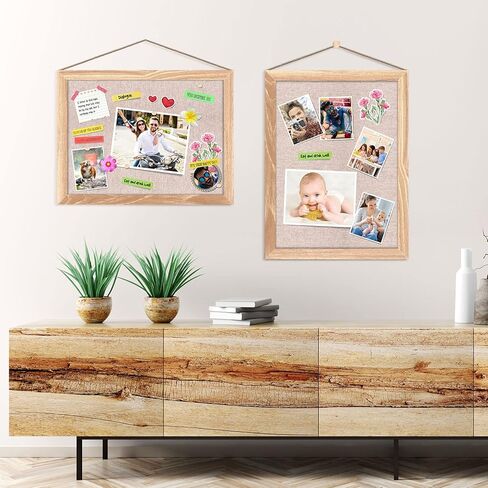 Teling 6 Pack Wood Bulletin Boards with Linen 12''x 16'' Cork Board for Walls with 60 Pushpin Decorative Hanging Pin Board Wood Framed Display Bulletin Board for Room School Office Bedroom (Black) in Kuwait