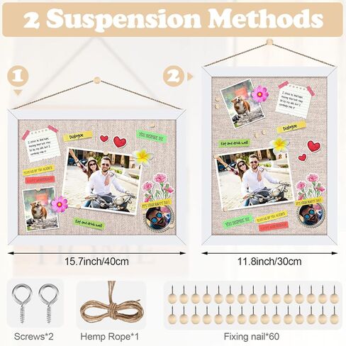Teling 6 Pack Wood Bulletin Boards with Linen 12''x 16'' Cork Board for Walls with 60 Pushpin Decorative Hanging Pin Board Wood Framed Display Bulletin Board for Room School Office Bedroom (Black) in Saudi Arabia