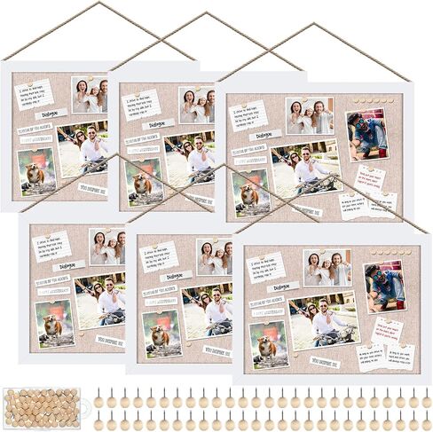 Teling 6 Pack Wood Bulletin Boards with Linen 12''x 16'' Cork Board for Walls with 60 Pushpin Decorative Hanging Pin Board Wood Framed Display Bulletin Board for Room School Office Bedroom (Black) in Saudi Arabia