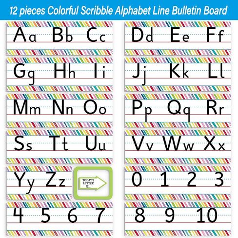 Colorful Scribble Alphabet and Numbers Line Bulletin Board Set Alphabet Wall Classroom Decorations in Saudi Arabia