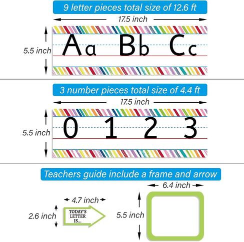 Colorful Scribble Alphabet and Numbers Line Bulletin Board Set Alphabet Wall Classroom Decorations in Saudi Arabia