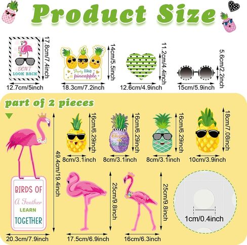 45 Pieces Stylish Tropical Classroom Bulletin Board Decorations Simply Summers Hawaiian Themed Motivational Bulletin Board Pineapple Flamingo Inspirational Quotes Posters Cutout in Saudi Arabia