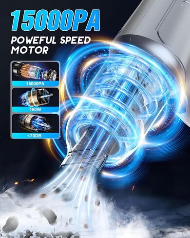 Handheld Vacuum Cleaner, 15000Pa Car Vacuum Cleaner Lightweight Cordless Mini Vacuum 4 in 1 Versatile Rechargeable Portable Vacuum, Wireless Vacuum Cleaner for Car, Home and Pet Hair Cleaning in Saudi Arabia
