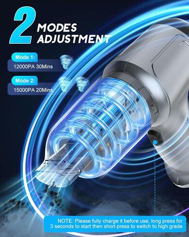 Handheld Vacuum Cleaner, 15000Pa Car Vacuum Cleaner Lightweight Cordless Mini Vacuum 4 in 1 Versatile Rechargeable Portable Vacuum, Wireless Vacuum Cleaner for Car, Home and Pet Hair Cleaning in Saudi Arabia