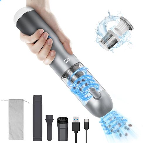 مكنسة كهربائية للسيارة من مينثوز 17000 باسكال - 120 وات مكنسة كهربائية محمولة لاسلكية مع ضوء LED/SOS، مكنسة كهربائية محمولة للسيارة/المنزل/المكتب/شعر الحيوانات الأليفة in Kuwait