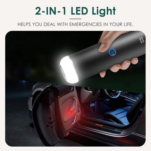 مكنسة كهربائية للسيارة من مينثوز 17000 باسكال - 120 وات مكنسة كهربائية محمولة لاسلكية مع ضوء LED/SOS، مكنسة كهربائية محمولة للسيارة/المنزل/المكتب/شعر الحيوانات الأليفة in Kuwait