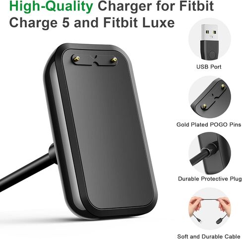 Oumida Charger for Fitbit Luxe Replacement USB Charging Cable (2 Pack) 1.6ft Durable Portable Charging Dock Cord for Fitbit Luxe Accessories in Saudi Arabia