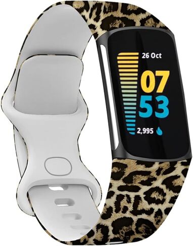 navor Compatible with Fitbit Charge 5 Adjustable Band, Soft Silicone Replacement Fitness Floral Printed Strap Wristband for Men & Women in Saudi Arabia