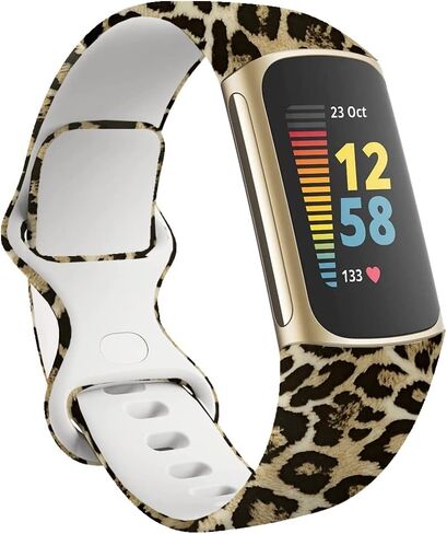 navor Compatible with Fitbit Charge 5 Adjustable Band, Soft Silicone Replacement Fitness Floral Printed Strap Wristband for Men & Women in Saudi Arabia