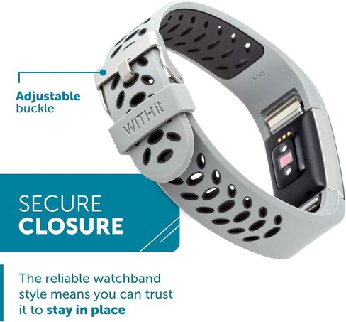 WITHit French Bull Silicone Replacement Band for Fitbit Charge 2, Blue Ziggy – Secure, Adjustable Stainless-Steel Buckle Closure, Fitbit Watch Band Replacement, Sweat-Resistant, Fits Most Wrists in Saudi Arabia