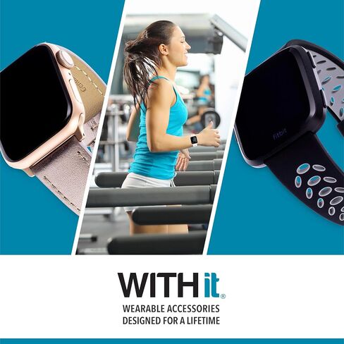 WITHit French Bull Silicone Replacement Band for Fitbit Charge 2, Blue Ziggy – Secure, Adjustable Stainless-Steel Buckle Closure, Fitbit Watch Band Replacement, Sweat-Resistant, Fits Most Wrists in Saudi Arabia