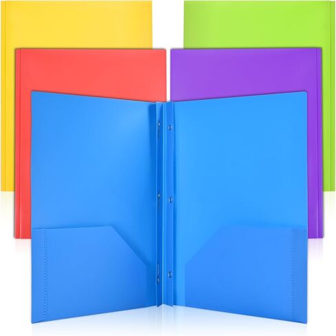 AKFYRO - Folders with Pockets and Prong, 5 Pack, Plastic, Pocket Folders, Folders with Prongs, File Folders with Fasteners, 2 Pocket Folder, Folder with Pockets, Two Pocket Folder, 3 Prong Folders in Saudi Arabia