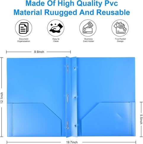 AKFYRO - Folders with Pockets and Prong, 5 Pack, Plastic, Pocket Folders, Folders with Prongs, File Folders with Fasteners, 2 Pocket Folder, Folder with Pockets, Two Pocket Folder, 3 Prong Folders in Saudi Arabia