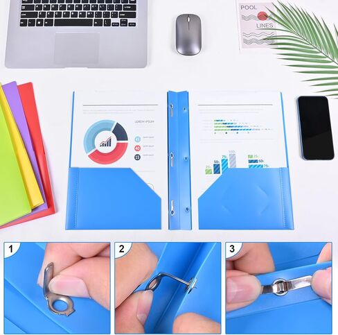 AKFYRO - Folders with Pockets and Prong, 5 Pack, Plastic, Pocket Folders, Folders with Prongs, File Folders with Fasteners, 2 Pocket Folder, Folder with Pockets, Two Pocket Folder, 3 Prong Folders in Saudi Arabia