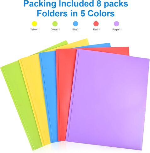 AKFYRO - Folders with Pockets and Prong, 5 Pack, Plastic, Pocket Folders, Folders with Prongs, File Folders with Fasteners, 2 Pocket Folder, Folder with Pockets, Two Pocket Folder, 3 Prong Folders in Saudi Arabia