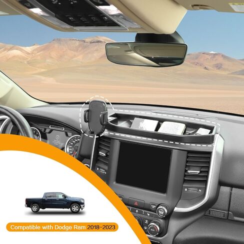 Hoolcar Phone Holder Mount Dash Multi-Mount Phone Kit with Storage Box Compatible with Dodge Ram 2018-2023, Interior Accessories in Saudi Arabia