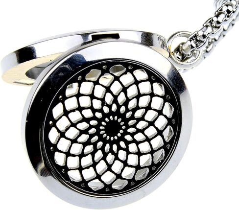 Wild Essentials Aum Om Necklace Essential Oil Diffuser Kit with Lavender, Lemongrass, Peppermint, Orange Oils, 12 Refill Pads, Calming Aromatherapy Gift Set, Customizable Color Changing, Perfume in Saudi Arabia