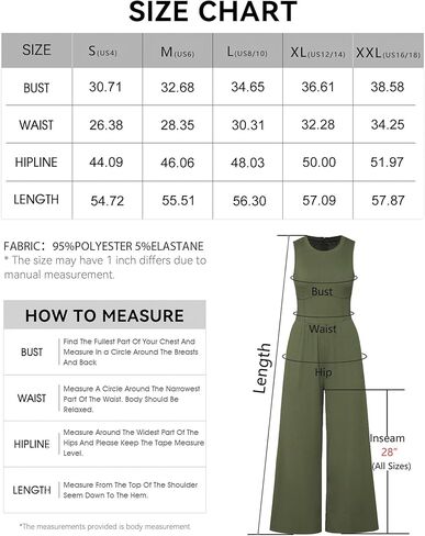 Womens Summer Jumpsuits Wide Leg Pants Dressy Casual Rompers One Piece Sleeveless Crew Neck Outfits in Saudi Arabia