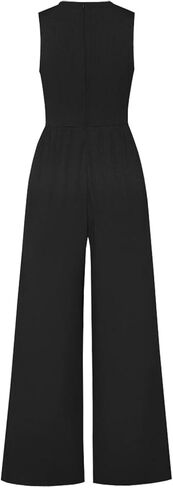 بذلة صيفية للسيدات بنطال بأرجل واسعة وسروال قصير كاجوال قطعة واحدة بدون أكمام وياقة دائرية in Kuwait