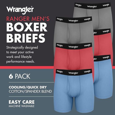 Wrangler - Ranger Mens Cooling Boxer Briefs - Dry Cool Cotton Men's Boxer Briefs in Saudi Arabia