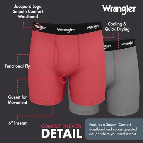 Wrangler - Ranger Mens Cooling Boxer Briefs - Dry Cool Cotton Men's Boxer Briefs in Saudi Arabia