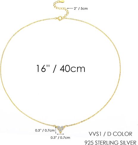 Moissanite Sterling Silver Pendant Necklace: White Gold Plated Round Cut Link Chain Sparkling VVS1 Solitaire Precious Stylish Birthday Valentine's Day Christmas Wedding Brides Jewelry Gift Teen Girl Women in Kuwait