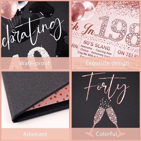 كتاب الضيوف لحفلة عيد الميلاد الأربعين من Vlipoeasn للنساء، كتاب تسجيل ملصق إبداعي لعام 1984، باللونين الوردي والأسود في كتاب التوقيع عام 1984، لوازم قطع مركزية لتزيين حفلات عيد الميلاد بعمر 40 عامًا in Kuwait