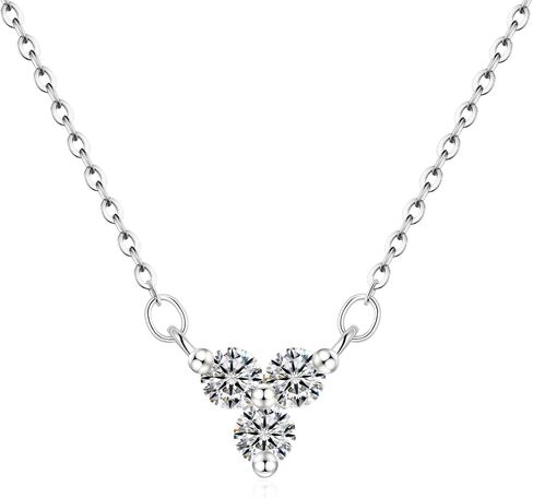 Moissanite Sterling Silver Pendant Necklace: White Gold Plated Round Cut Link Chain Sparkling VVS1 Solitaire Precious Stylish Birthday Valentine's Day Christmas Wedding Brides Jewelry Gift Teen Girl Women in Kuwait