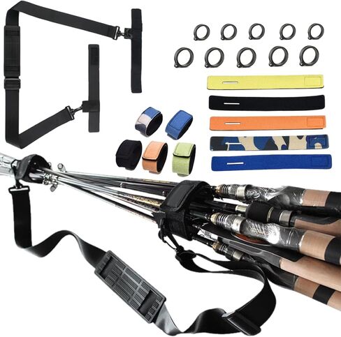 Fishing Rod Straps Holder 23Pcs, Stretchy Fishing Pole Carrier With Wading Belt, Fishing Hook Holder, Adjustable Fishing Pole Tackle Tie Fit for Casting Rod, Spinning Rod and Fly Rod, 5 Color in Saudi Arabia