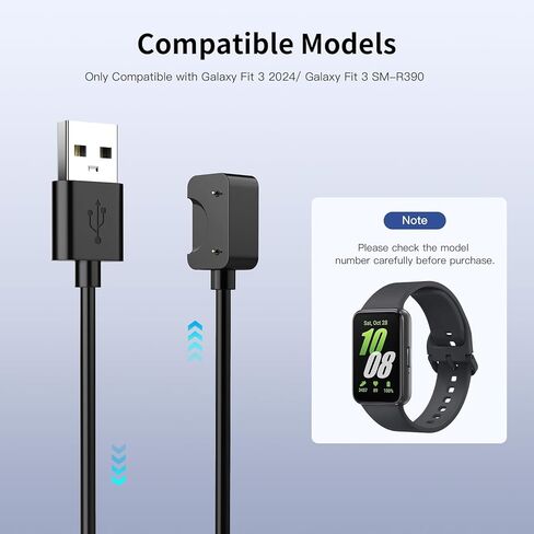 TiMOVO Smartwatch Charger Compatible with Samsung Galaxy Fit 3, [2 Packs] Magnetic USB Replacement Charging Cable Cradle Accessories fit Samsung Galaxy Fit 3 SM-R390 Smartwatch - Black in Saudi Arabia