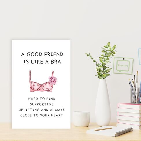 بطاقات هدايا عيد ميلاد مضحكة لأفضل صديق للنساء، بطاقة تعريف Bestie، هدية عيد ميلاد سعيد لأخت BBF، بطاقة صداقة رائعة لها - "الصديق الجيد مثل حمالة الصدر" in Kuwait