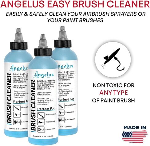 منظف ​​فرشاة الطلاء وفرشاة الطلاء من Angelus، 8oz، طقم أدوات تنظيف 12 قطعة، حامل وعاء البخاخة الزجاجي الفاخر 3 في 1 ومنظف - مجموعة كاملة in Saudi Arabia