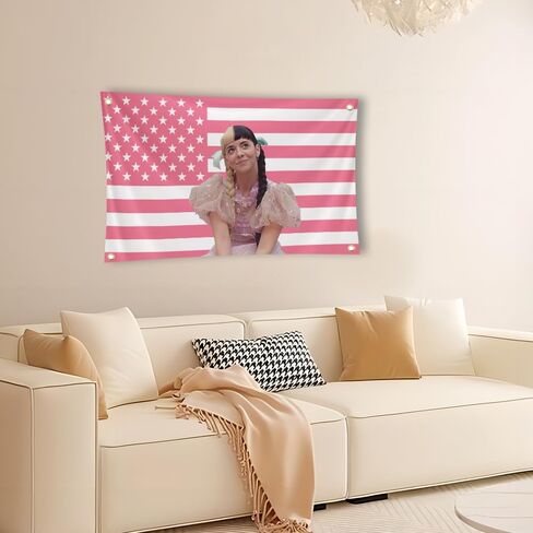Generic Melanie Flags 3x5 Ft American Singer Flags Pink Flags Tapestry for Bedroom Party College Dorm Bedroom Wall Decor with 4 Brass Grommets Decor in Saudi Arabia