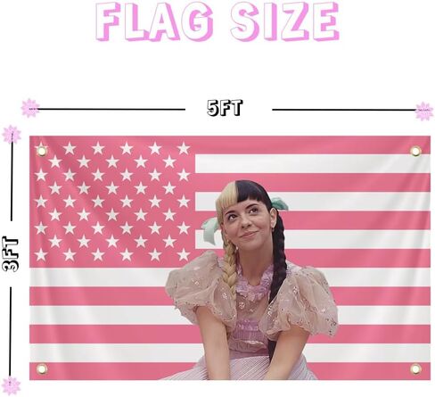 Generic Melanie Flags 3x5 Ft American Singer Flags Pink Flags Tapestry for Bedroom Party College Dorm Bedroom Wall Decor with 4 Brass Grommets Decor in Saudi Arabia