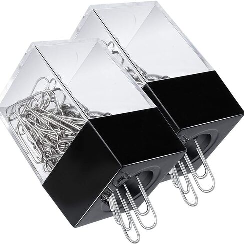 grwanpen® 2 Magnetic Paper Clip Dispenser Boxes with 100 Multicolored Paper Clips Each,Black in Saudi Arabia
