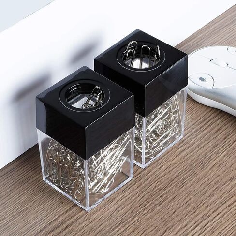grwanpen® 2 Magnetic Paper Clip Dispenser Boxes with 100 Multicolored Paper Clips Each,Black in Saudi Arabia