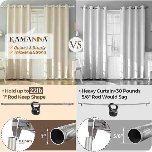 قضيب ستارة كامانينا 1 بوصة من 30 إلى 88 بوصة (2.5-7.3 قدم) قضبان ستارة مفردة فضية عتيقة للنوافذ، قضيب ستائر قابل للتعديل مع نهاية الغطاء in Kuwait