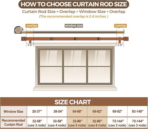قضيب ستارة كامانينا 1 بوصة من 30 إلى 88 بوصة (2.5-7.3 قدم) قضبان ستارة مفردة فضية عتيقة للنوافذ، قضيب ستائر قابل للتعديل مع نهاية الغطاء in Kuwait