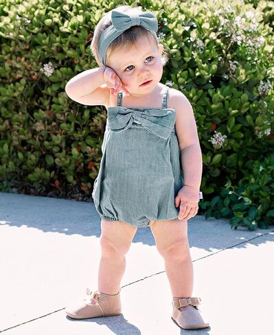 RuffleButts® Baby/Toddler Girls Light Wash Denim Headband - 0-24m in Saudi Arabia